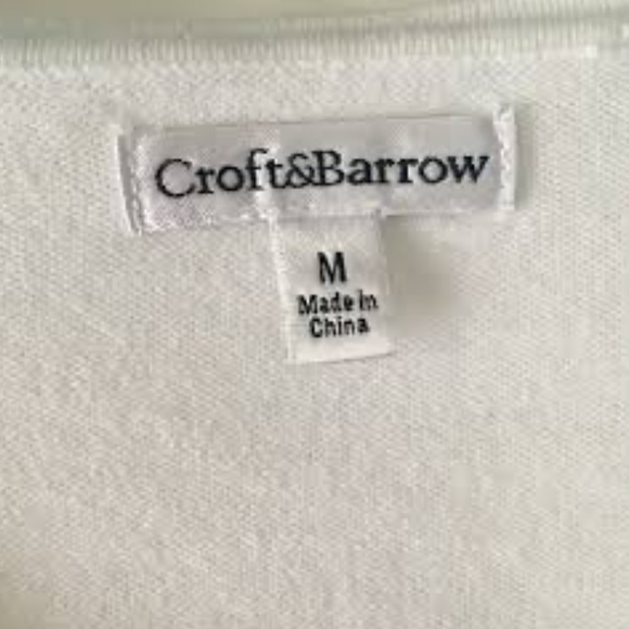 CROFT & BARROW White Cardigan 3/4 Sleeve - Picture 2 of 3